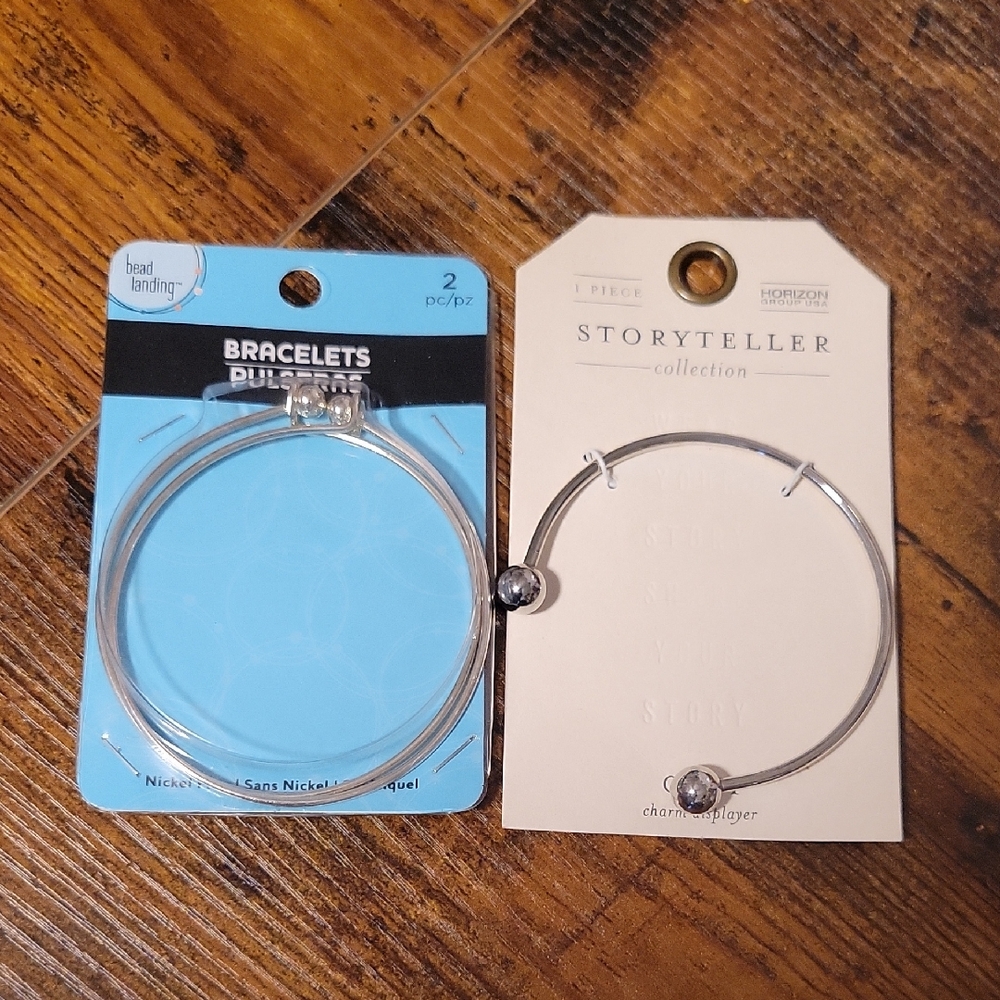 Silver Bangle Bracelets Set
